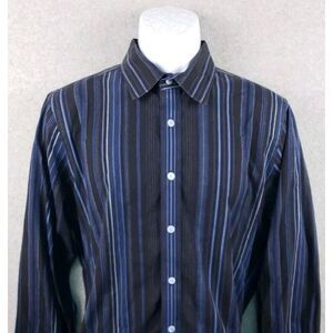 7 Diamonds Western Button Up Short Sleeve Shirt Large Black‎ Purple Stripes